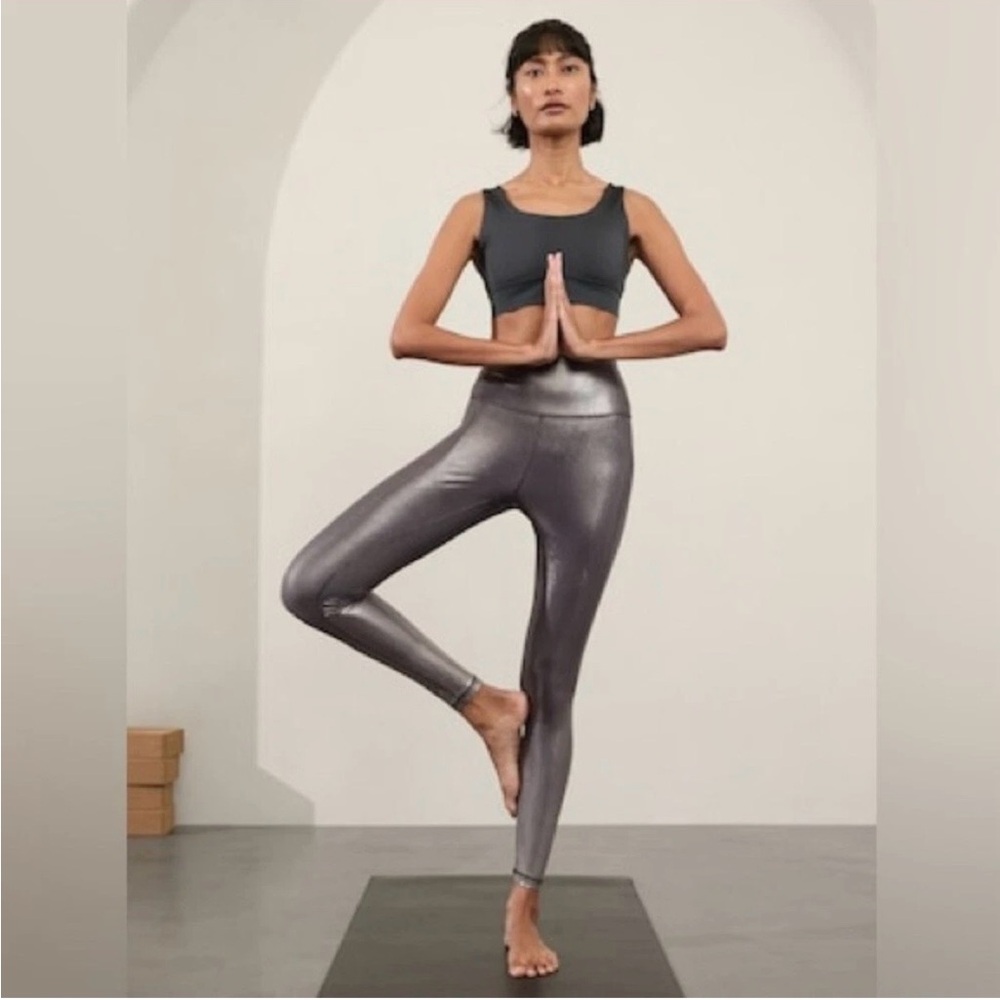 Athleta Elation Metallic High-Waist Leggings - Shiny Stretch Fabric Small
